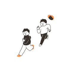 追いかけっこする男子二人