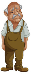 Cartoon of an elderly man looking tired and sad.