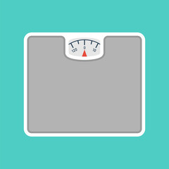 Fitness floor scales with arrow. Vector illustration flat design. Isolated on white background. Scales isolated on white background. Template for measuring weight.