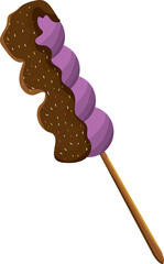 Cartoon chocolate fruit ice kul kul. Famous Indonesian snacks