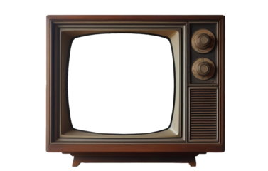 Old Tube TV. Old TV. Old Television with Isolated Screen,. Tube TV with Cut Out Screen Template.