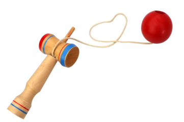 Kendama a string rolled in heart shape on transparent background