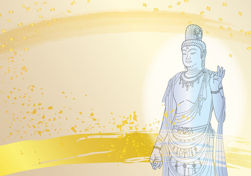 薬師寺 聖観音菩薩 黄金の光の背景