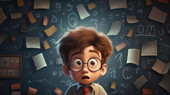 Excited Schoolboy by Chalkboard: Discovering Knowledge in a Fairy Tale World - Back to School Concept