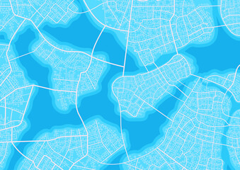 Navigation concept. Abstract navigation plan of urban area. Generic city map of streets, roads, house. Simple scheme of city. Colored flat, editable vector illustration