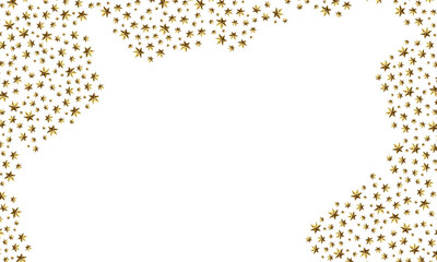 Seamless gold stars frame. Luxury gold stars, dusty particles, gold dusty particles. Png image. 