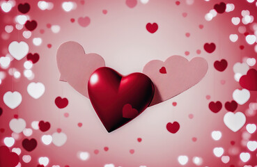 Valentine's Day background, red heart, lovers.