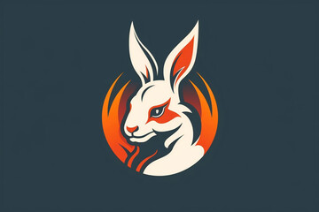 Rabbit logo on a black background.Rabbit icon.