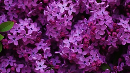 Obraz premium Purple lilac bush blossom with copy space on nature background, spring season concept