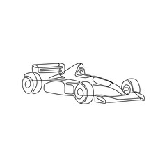 Single continous line art of formula car