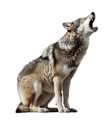 wolf standing howling isolated on transparent background, element remove background, element for design