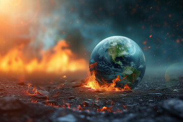 Concept of global warning, climate change and dying Earth. - obrazy, fototapety, plakaty