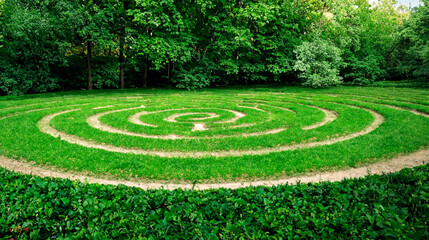 Labyrinth of plants and trees in the garden