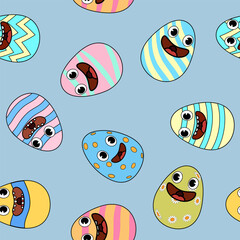 Happy Easter seamless pattern eggs festive background - obrazy, fototapety, plakaty