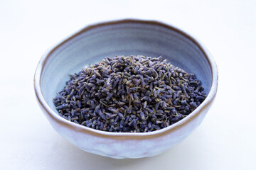 Dried lavender buds for brewing a herbal tea