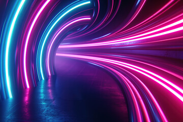Fototapeta premium horizontal abstract image of seamless neon fluorescent lights background Generative AI