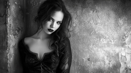 Naklejka premium Femme fatale black and white female portraits. AI generative.