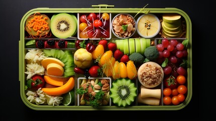 Variety of Nutritious and Appealing School Lunch Boxes for Kids, Packed with Fresh Fruits, Veggies, and Protein-Rich Options