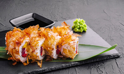 Bonito Maki Sushi - Rolls with Fresh Tuna and Cream Cheese inside