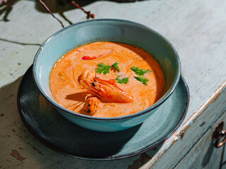 Thai Spicy Seafood Soup with Shrimps and Prawns