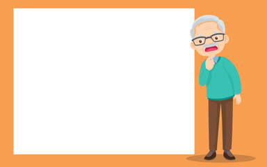 Elderly old people and blank banner present your text