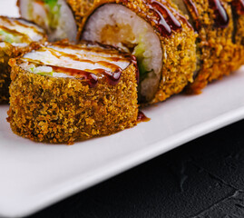 Tempura Maki Sushi on white plate