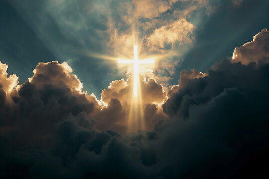  The Risen Jesus Ascended To Heaven The Scene. AI generative.