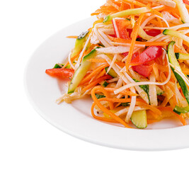 salad of carrots, cucumbers and peppers on plate