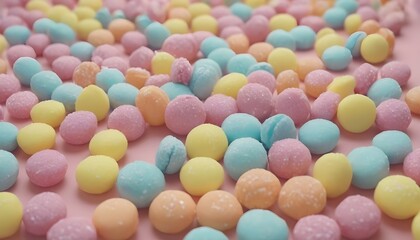 Fototapeta na wymiar A lot of colorful puffy soft sugar candies, pastel colors