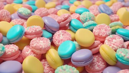 Fototapeta na wymiar Colorful puffy sugar candies, pastel colors