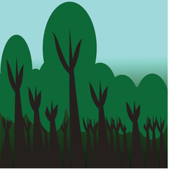 vector cartoon tree forest 