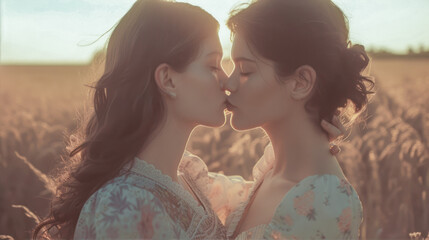 Two girls kissing
 - obrazy, fototapety, plakaty