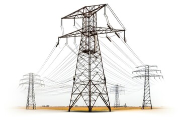 Billboard sign with electric installation empty banner white background Generative Ai