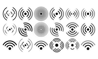 Set Of Sonar Or Radar Sound Wave Icon