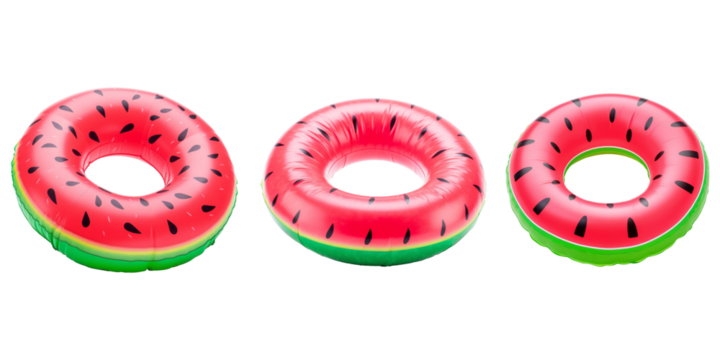 Set of Colorful swim inflatable ring or rubber ring isolated on background, summer vacation concept,  swim tube for pool.