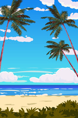 Summer vacation poster travel sand beach. Tropical seachore