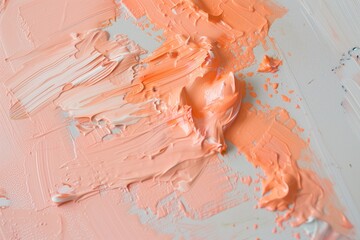 painters palette with fresh peach acrylic paints