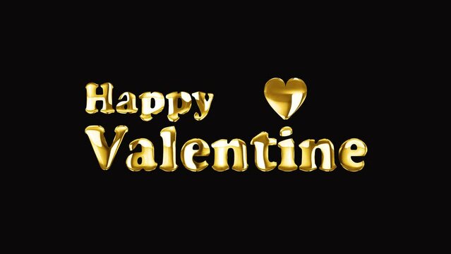  Happy Valentine Day Animation with gold effect transparent 4K high resolution