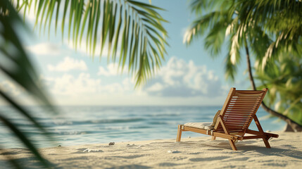 Sun Lounger Under White Umbrella.