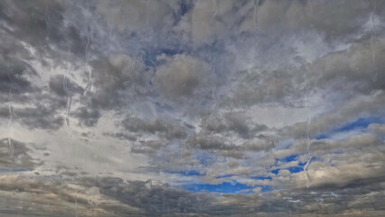 stroung rainfall on sky with clouds - pretty weather bg - photo of nature