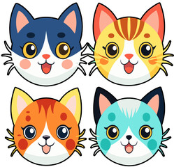 Obraz premium set of funny cartoon cats