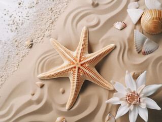 Fototapeta na wymiar Nature's Minimalism: A Starfish's Peaceful Shore.