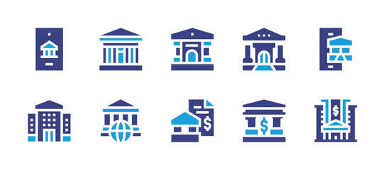 Banking icon set. Duotone color. Vector illustration. Containing bank, bank statement, online banking. - obrazy, fototapety, plakaty