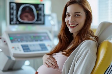 Pregnant Woman Sitting in Chair in Front of Monitor