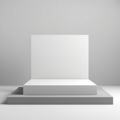 empty white podium, suitable for your scenes, extensions, assembly