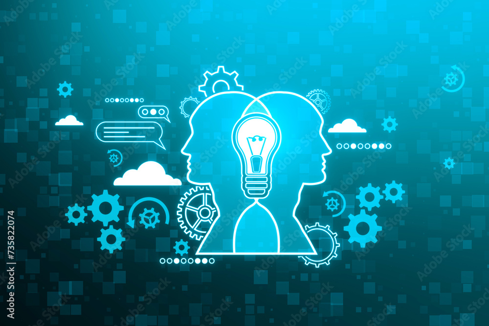 Poster creative ai chat gpt hologram on digital wallpaper. artificial intelligence communication concept. 3