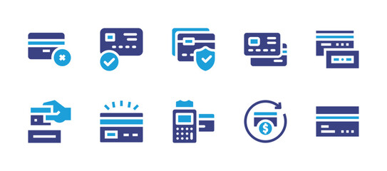 Credit card icon set. Duotone color. Vector illustration. Containing credit card, payment, banking, dataphone.
