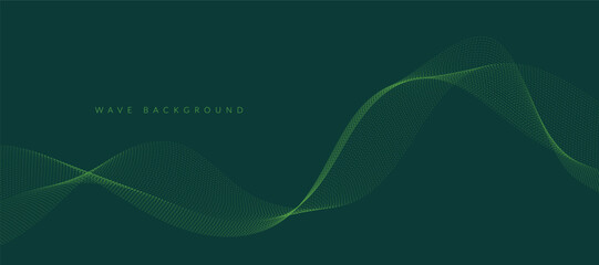 Abstract vector background with smooth color wave. Smoke wavy lines. Vector dark green waves background	