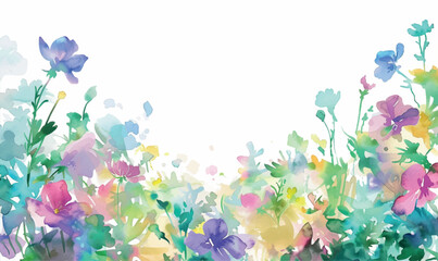 watercolor spring background with flowers