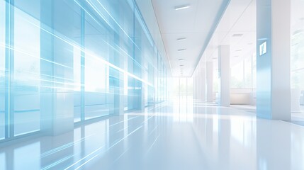 Dynamic Office Environment: Panoramic Windows and Light Blur in Modern Workspace Setting
